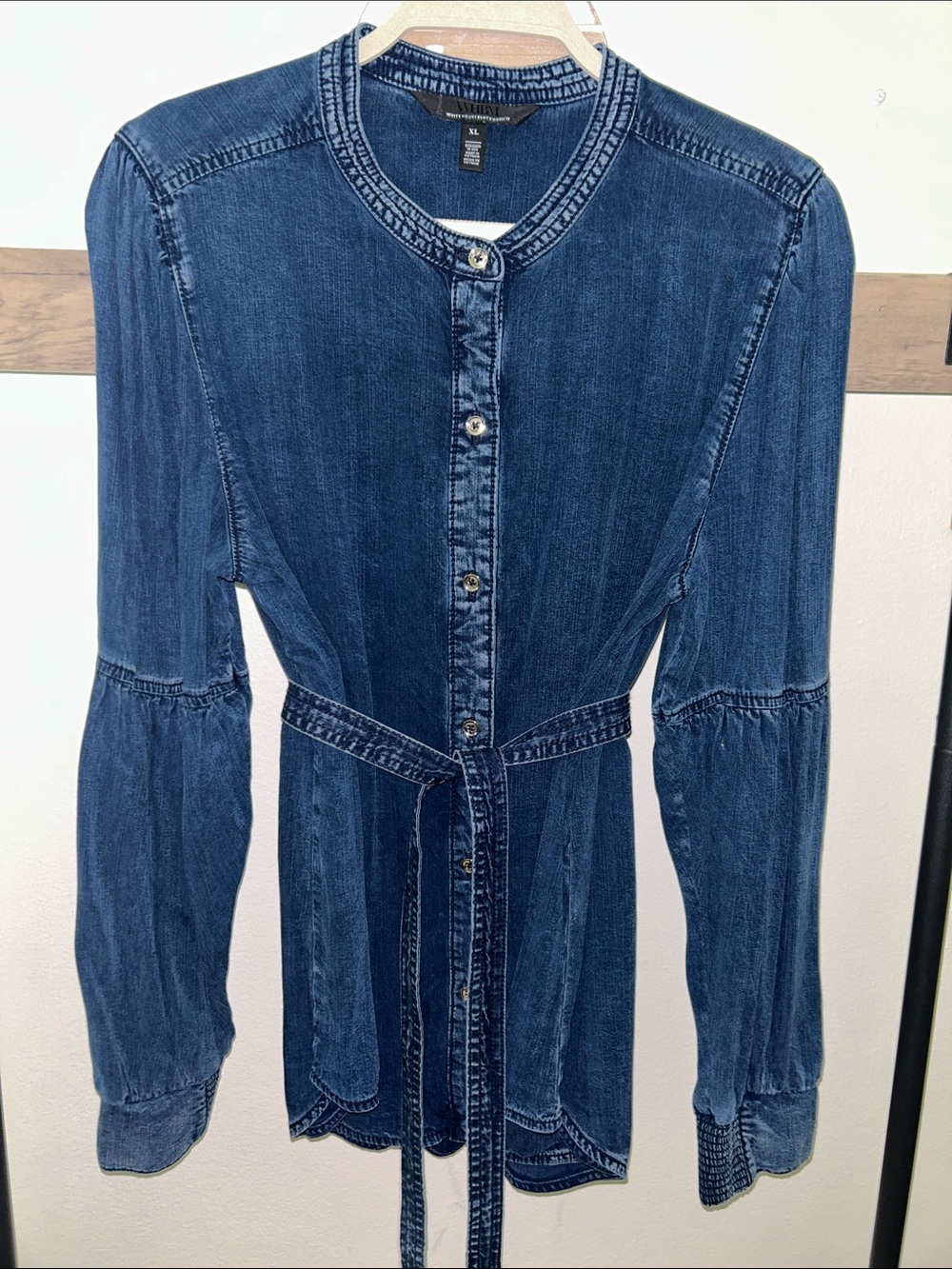 White House Black Market Dark Indigo Denim Color Shirt